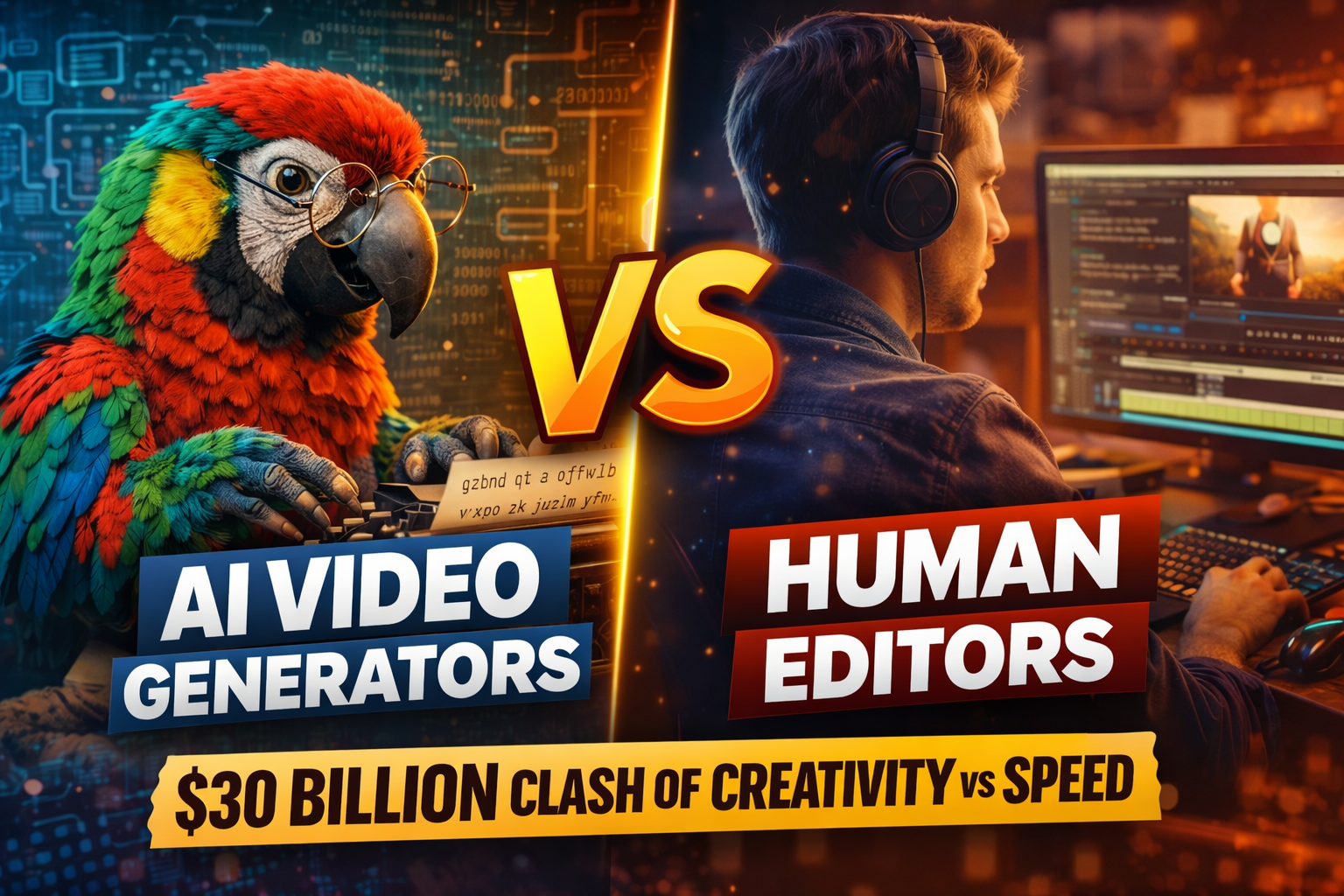 AI Video Generators vs. Human Editors The $30 Billion Clash of Creativity vs. Speed